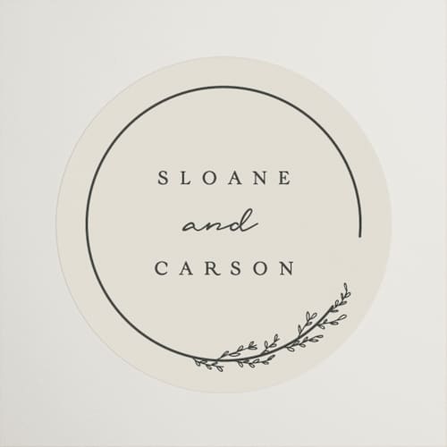 This is a almond wedding favor labels with standard by Brianne Larsen called branched printing on uncoated sticker paper in sticker