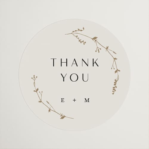 This is a cotton wedding favor labels with standard by Amy Kross called vine wrap printing on uncoated sticker paper in sticker