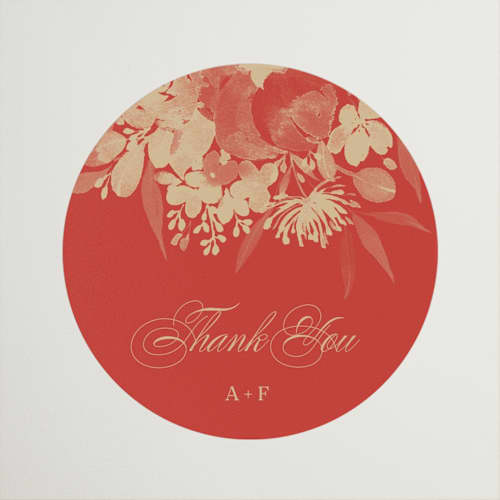 This is a cherry wedding favor labels with standard by Shannon Chen of Four Wet Feet Studio called happiness printing on uncoated sticker paper in sticker