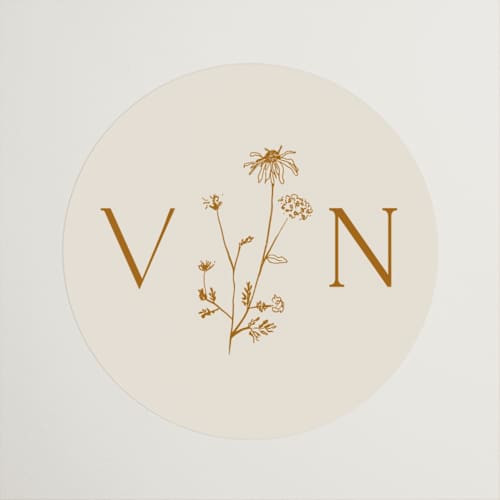 This is a cream wedding favor labels with standard by Baumbirdy called floral type arch printing on uncoated sticker paper in sticker