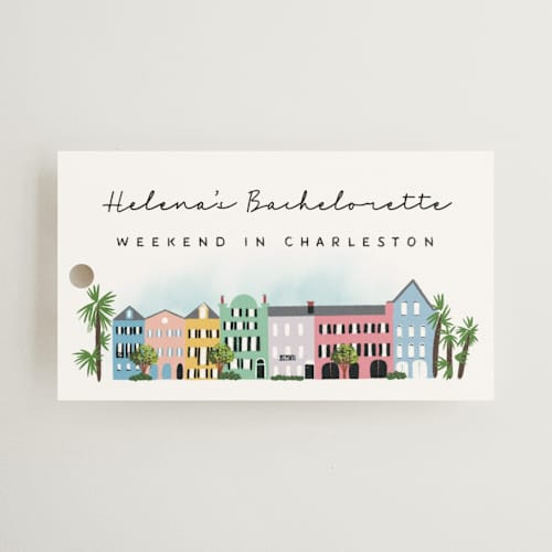 This is a cloud wedding favor tags with standard by Becky Nimoy called rainbow row weekend printing on signature in tag