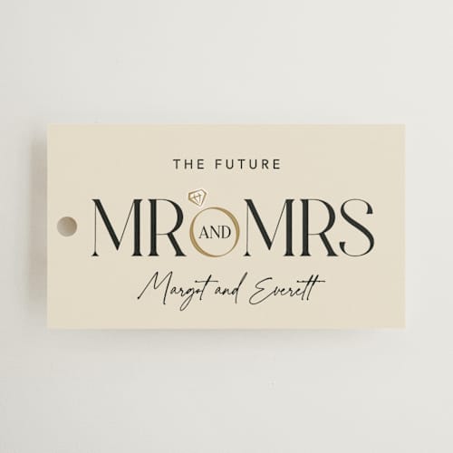 This is a buttercream gift tags with standard by Robert and Stella called mr. & mrs. printing on signature in tag