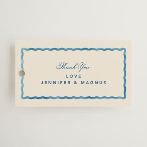 This is a almalfi gift tags with standard by Creo Study called formal scallop printing on signature in tag
