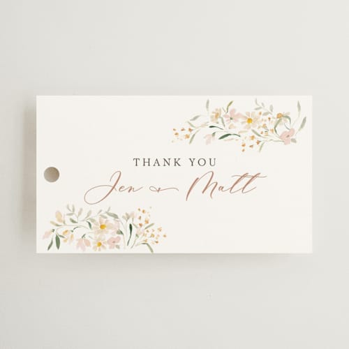 This is a blush wedding favor tags with standard by Itsy Belle Studio called garden engagement printing on signature in tag
