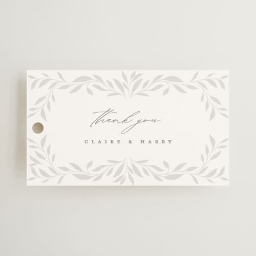 This is a cloud wedding favor tags with standard by Ana Sharpe called clarity printing on signature in tag