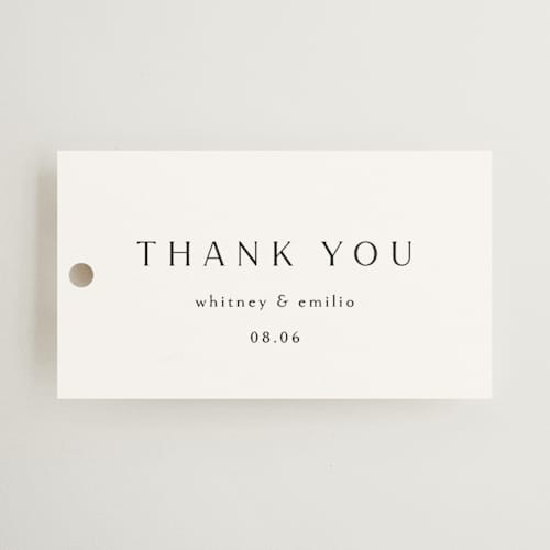 This is a silk wedding favor tags with standard by Kelly Schmidt called arcadia printing on signature in tag