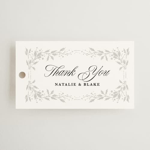 This is a diamond wedding favor tags with standard by Kate Ahn called lake como printing on signature in tag