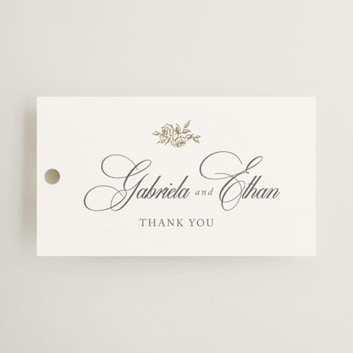 This is a classic bride wedding favor tags with standard by Design Lotus called here with you printing on signature in tag