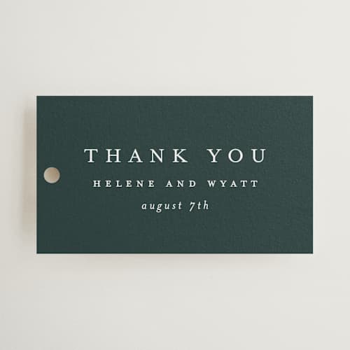 This is a forest wedding favor tags with standard by Stacey Meacham called style and grace printing on signature in tag