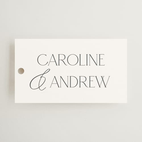 This is a cotton wedding favor tags with standard by Vanessa Doyle called contemporary printing on signature in tag