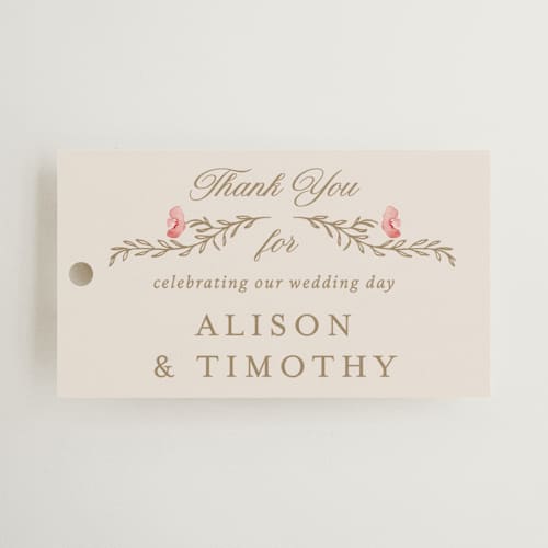 This is a versailles wedding favor tags with standard by Claudia Orengo called victorian printing on signature in tag