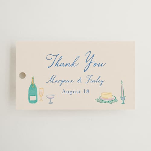 This is a pastel wedding favor tags with standard by Elly called dining printing on signature in tag
