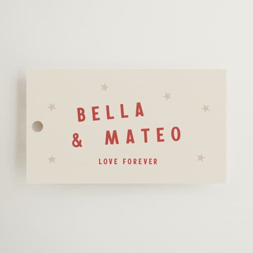 This is a sierra wedding favor tags with standard by Ani Somi called coyota printing on signature in tag