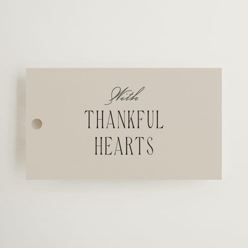 This is a champagne wedding favor tags with standard by Kristin Oliversen called luxe lines printing on signature in tag