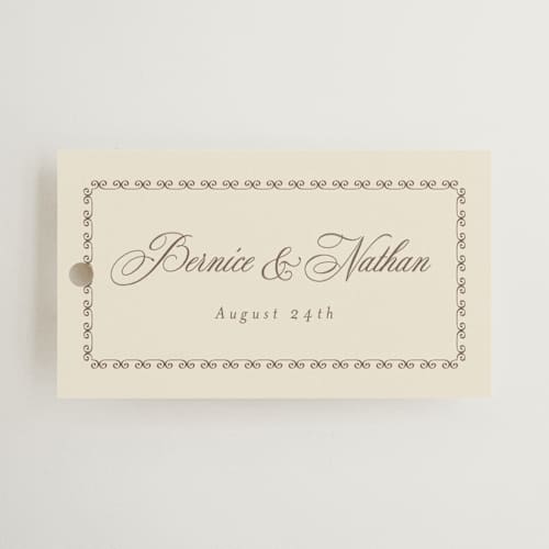 This is a champagne wedding favor tags with standard by Deynaaz Daraei called ahlum printing on signature in tag