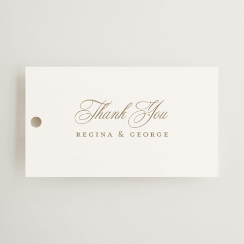 This is a quartz wedding favor tags with standard by Jelena Vuletic called elencourt printing on signature in tag