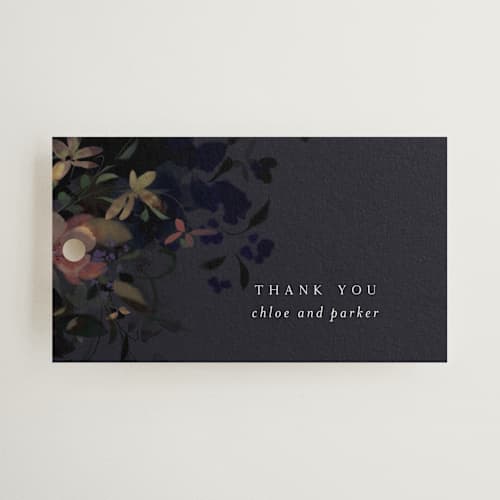 This is a midnight wedding favor tags with standard by Grace Kreinbrink called vintage rose garden printing on signature in tag