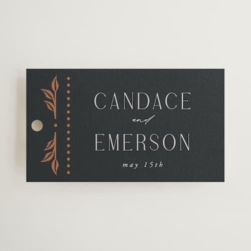 This is a onyx wedding favor tags with standard by Ana de Sousa called gilded nouveau frame printing on signature in tag