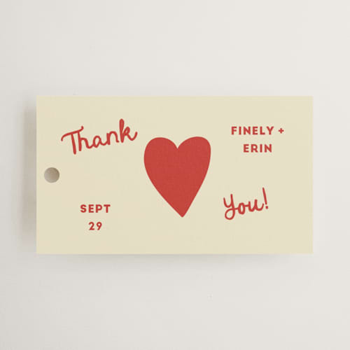 This is a cherry wedding favor tags with standard by Ani Somi called big heart wedding printing on signature in tag
