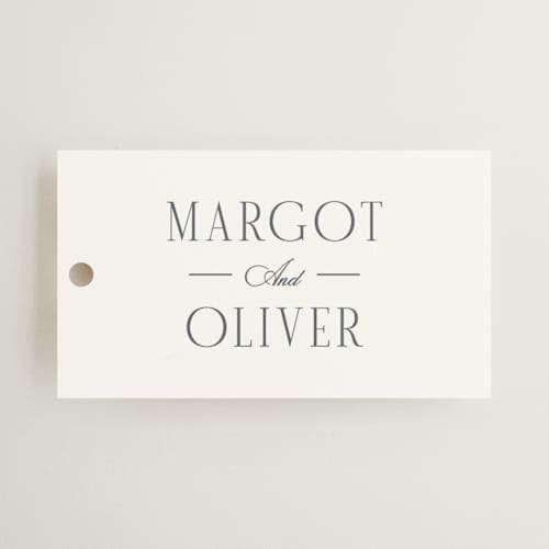 This is a quartz wedding favor tags with standard by Kristie Kern called the ritz printing on signature in tag