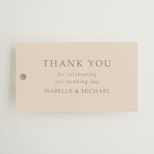 This is a sky wedding favor tags with standard by Sabrin Deirani called magnolias printing on signature in tag