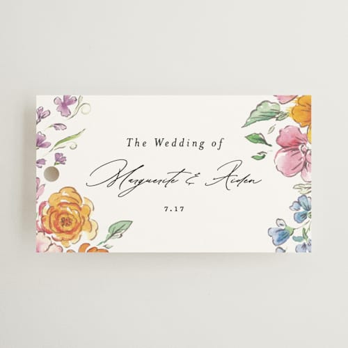 This is a tropical wedding favor tags with standard by Itsy Belle Studio called floral pop printing on signature in tag