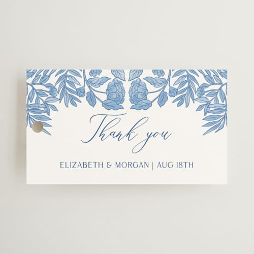 This is a porcelain wedding favor tags with standard by Elly called porcelain floral printing on signature in tag