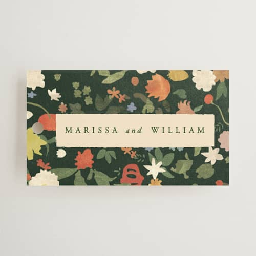 This is a garden wedding favor tags with standard by Sumak Studio called all the flowers of the world printing on signature in tag