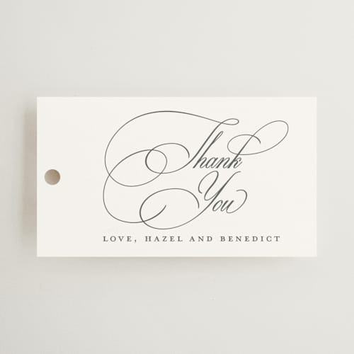 This is a pearl wedding favor tags with standard by chocomocacino called scamorza printing on signature in tag