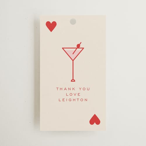 This is a rose wedding favor tags with standard by Jenna Holcomb called the queen printing on signature in tag