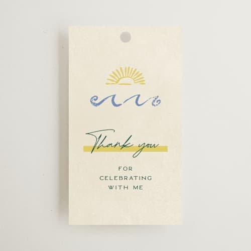 This is a island citrus wedding favor tags with standard by Pixel and Hank called coastal drift printing on signature in tag