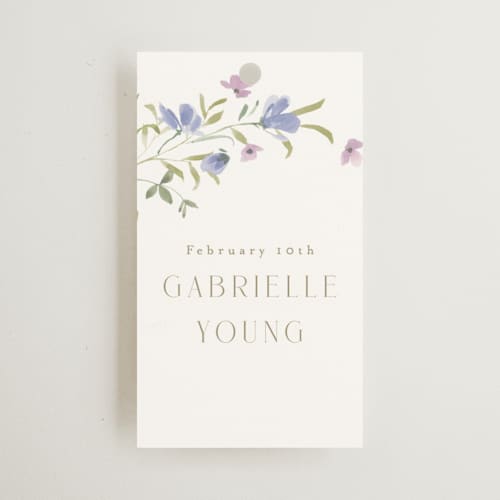 This is a wisteria gift tags with standard by Everett Paper Goods called sweeping meadow printing on signature in tag