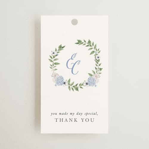 This is a periwinkle gift tags with standard by Design Lotus called sweethearts printing on signature in tag