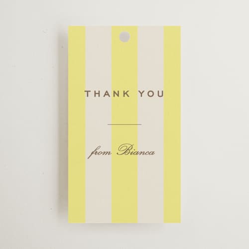 This is a limone gift tags with standard by Megan Davis called campania printing on signature in tag