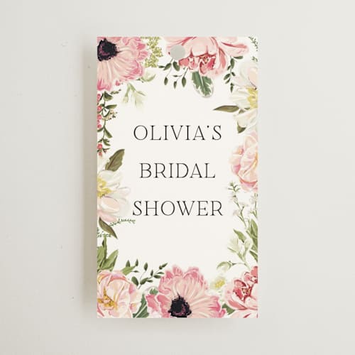 This is a peony gift tags with standard by Susan Moyal called timeless blooms printing on signature in tag