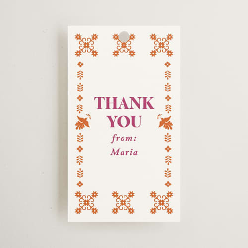 This is a gumdrop gift tags with standard by Eva Tadros called let's fiesta printing on signature in tag