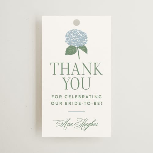 This is a sky gift tags with standard by Carolyn MacLaren called hydrangea home printing on signature in tag