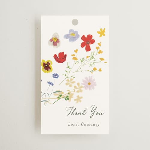 This is a petal gift tags with standard by Baumbirdy called celebrate printing on signature in tag