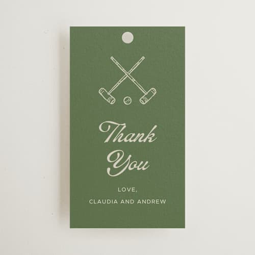This is a verdant gift tags with standard by Vera Lim called lets croquet printing on signature in tag
