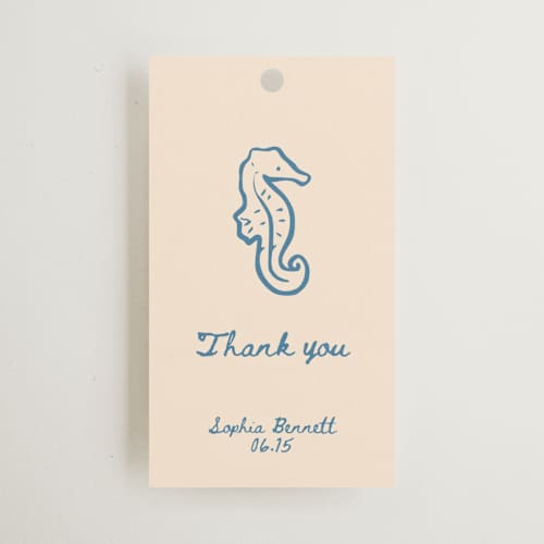 This is a ocean gift tags with standard by Rina Ozum called sea shells & wedding bells printing on signature in tag