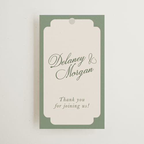 This is a olive gift tags with standard by Cass Loh called classic bold border printing on signature in tag