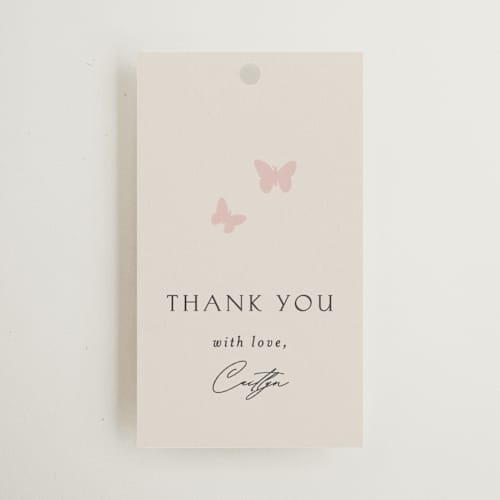 This is a blush meadow gift tags with standard by Grae called dancing in the garden printing on signature in tag