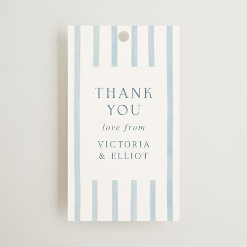 This is a sea wedding favor tags with standard by Elly called coastal printing on signature in tag