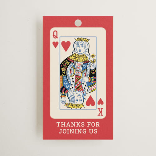 This is a hearts wedding favor tags with standard by Paper Sun Studio called lucky in love printing on signature in tag