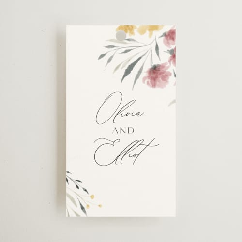 This is a mimosa wedding favor tags with standard by Nicoletta Savod called romance printing on signature in tag