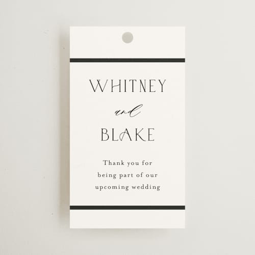 This is a cotton wedding favor tags with standard by Stacey Meacham called luster printing on signature in tag