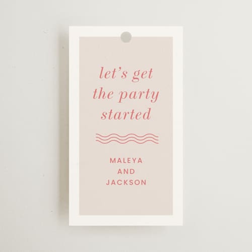 This is a flamingo wedding favor tags with standard by Kaydi Bishop called party started printing on signature in tag