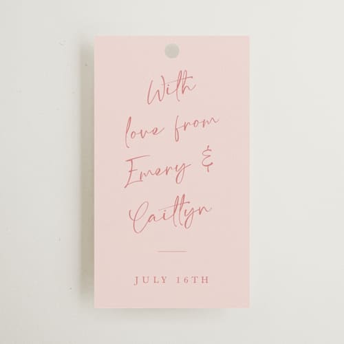 This is a rosebud wedding favor tags with standard by Adelyn T. called ink scribble printing on signature in tag