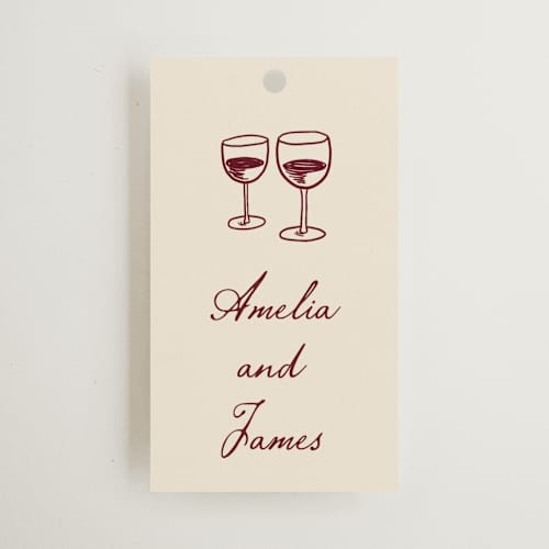 This is a chardonnay wedding favor tags with standard by Katharine Watson called winery printing on signature in tag