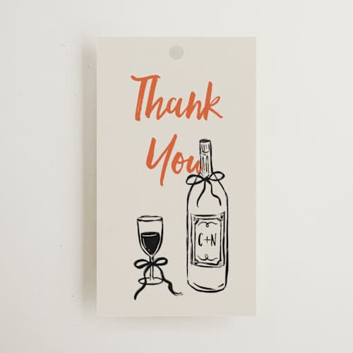 This is a sunset wedding favor tags with standard by Elly called gathering printing on signature in tag